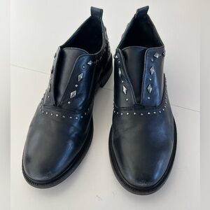Men's Black Studded Leather Shoes